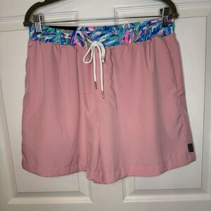 Simply Southern Pink Swim Trunks with Bright Detail on Waist Mens Size Large GUC